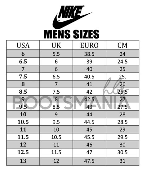 nike mercurial size guide